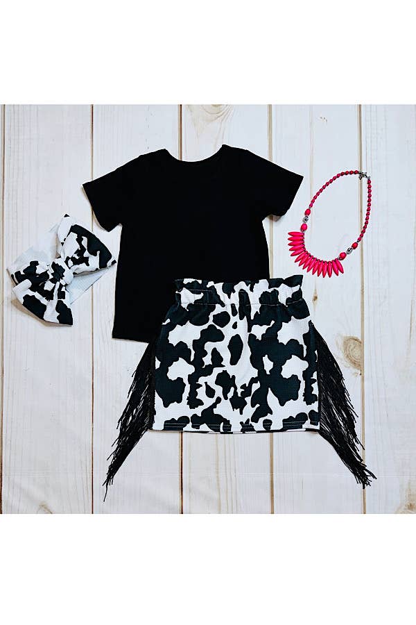 Cow print fringe 4 pc set