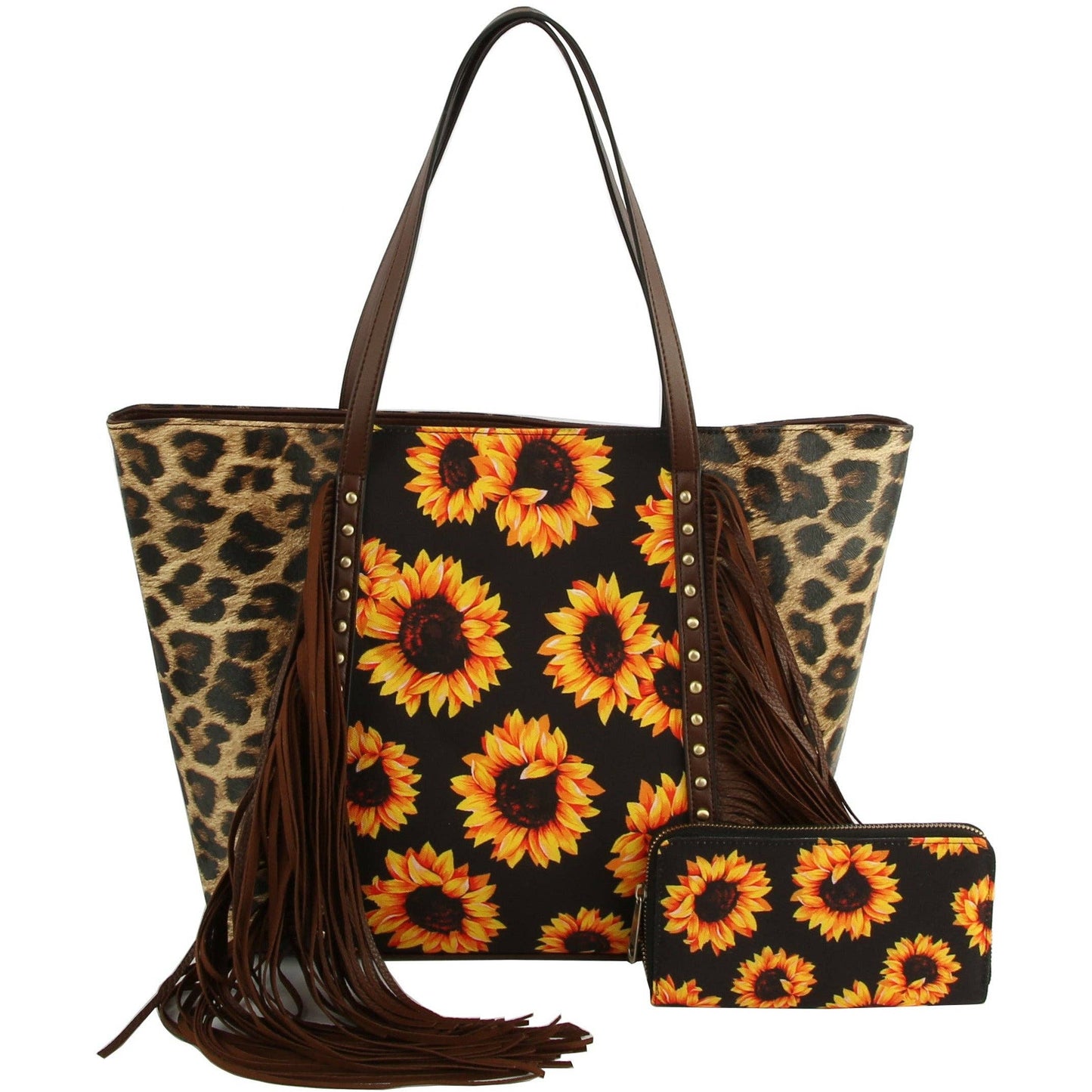 Women Cheetah Printed Flower Tote Hobo Bag