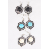 Metal Aztec Oval Earrings