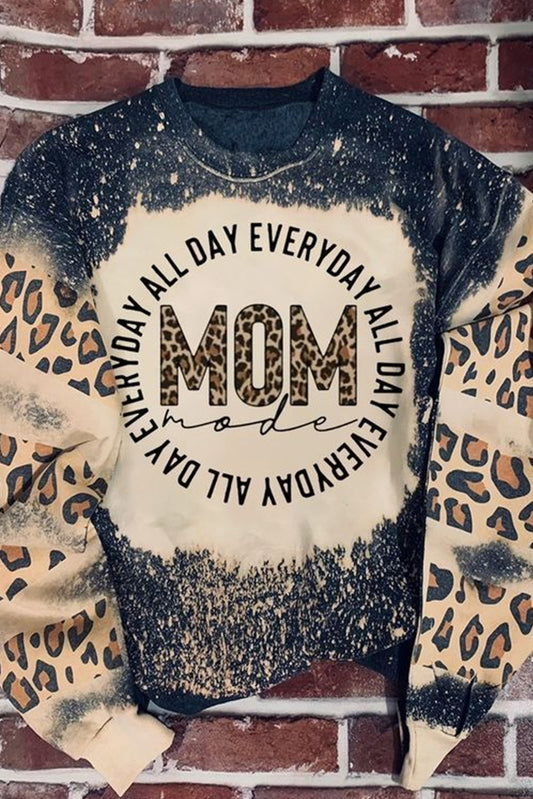 MOM Letter Leopard Sweatshirt