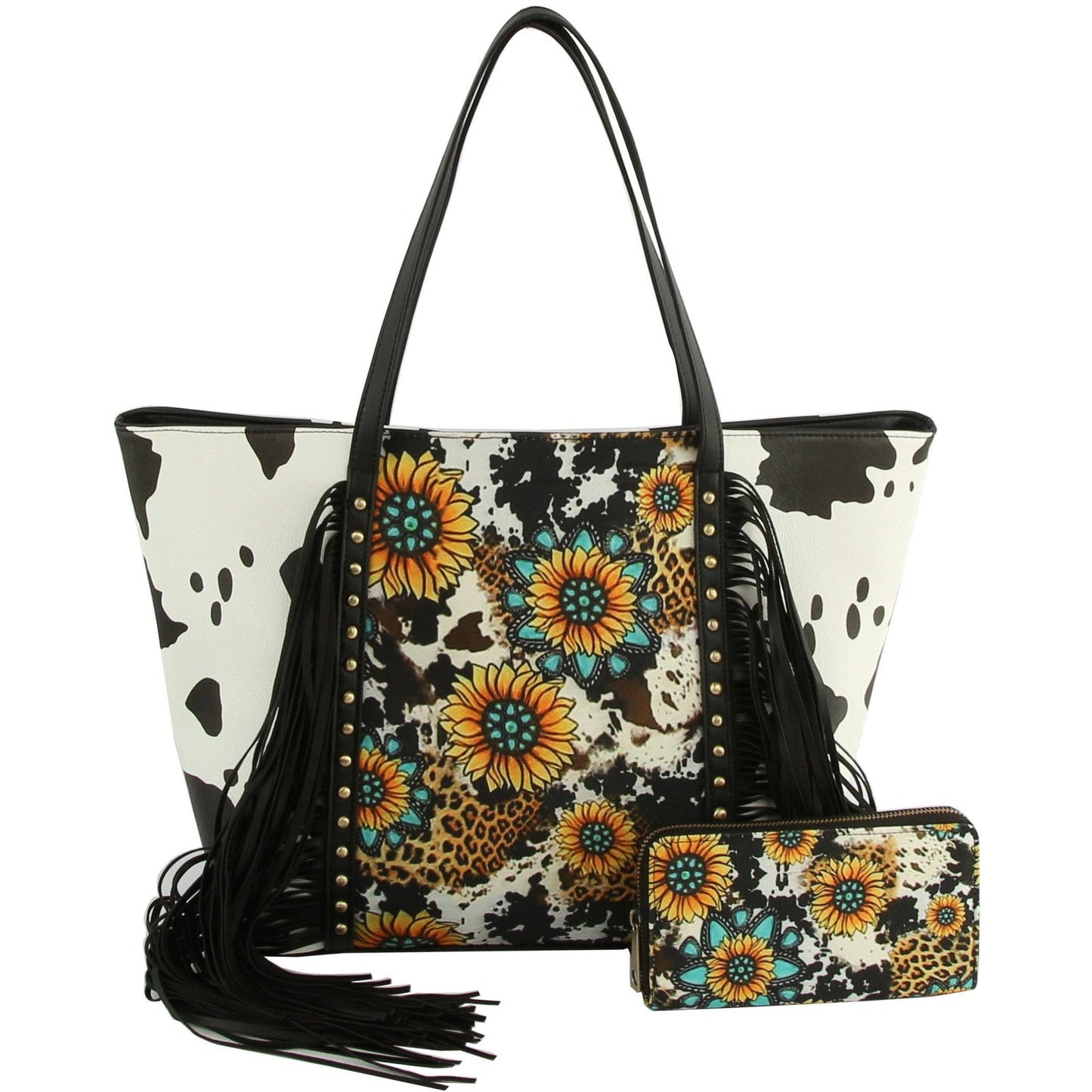 Women Cheetah Printed Flower Tote Hobo Bag