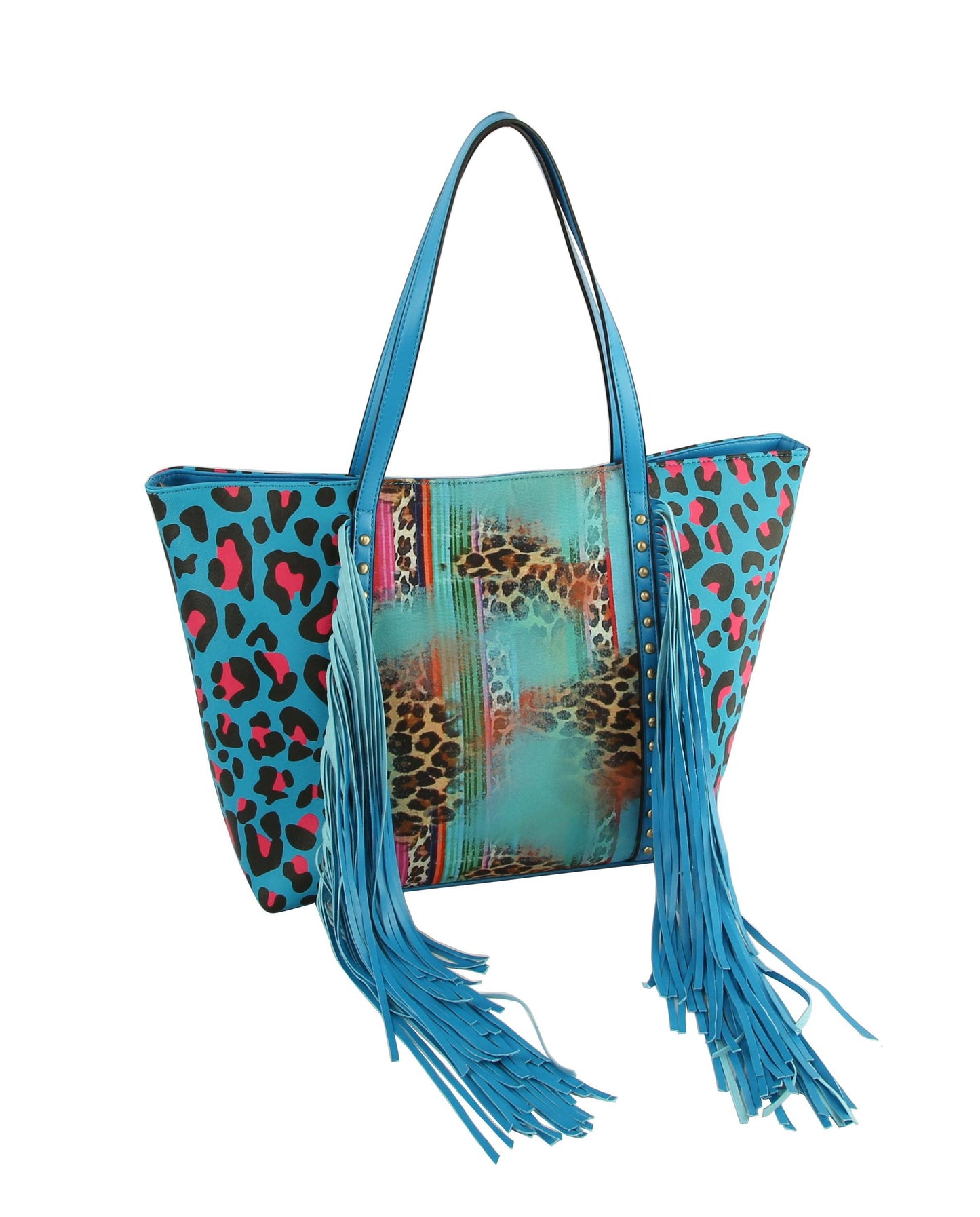 Women Cheetah Printed Flower Tote Hobo Bag