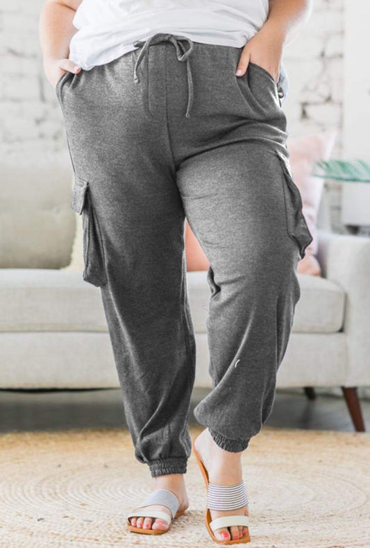 Gray Elastic Jogger Pants