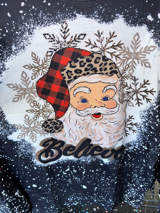 SANTA BELIEVE BLACK LONG SLEEVE TOP