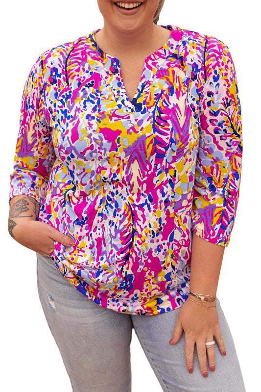 Multicolor 3/4 Sleeve Tunic Top