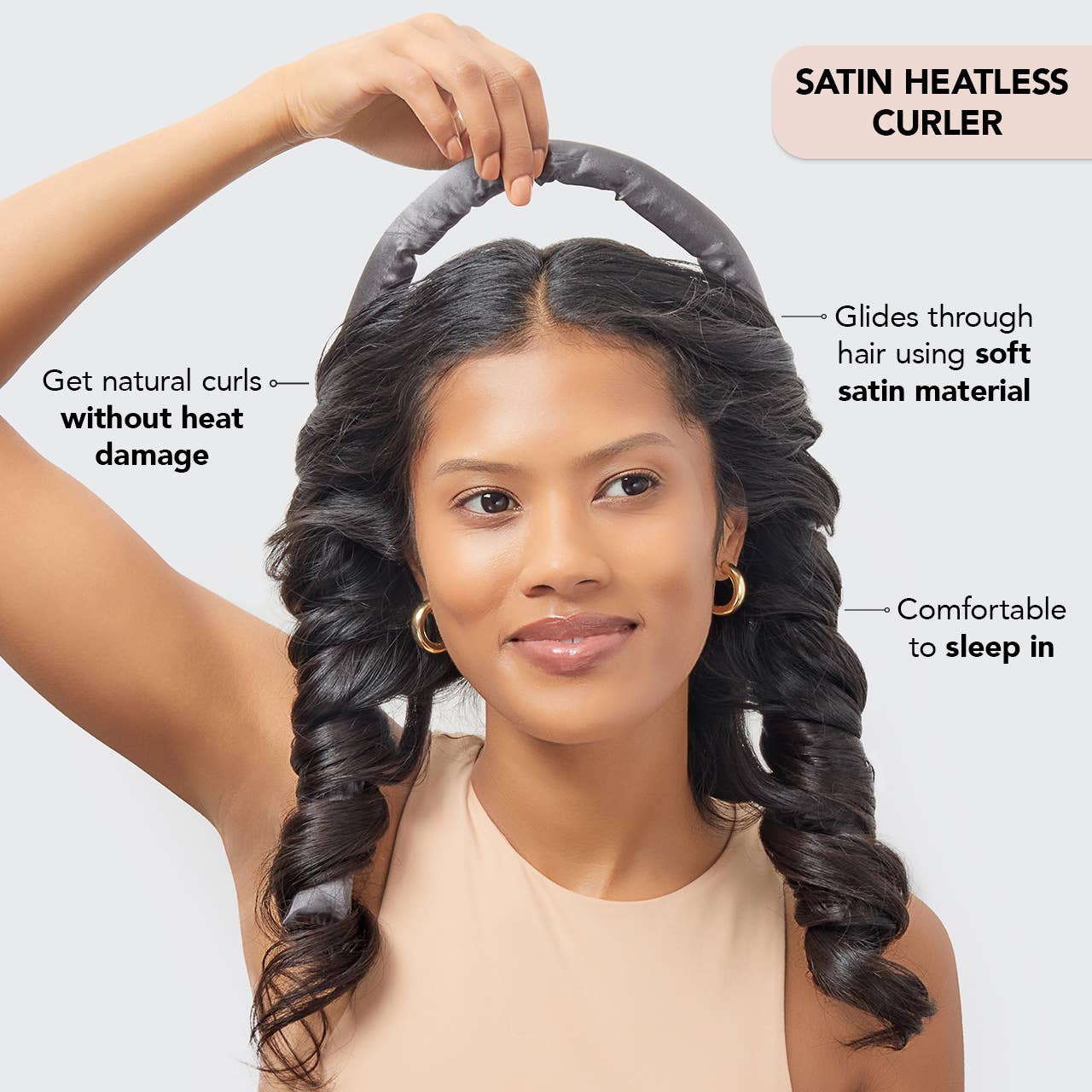 Satin Heatless Curling Set - Charcoal