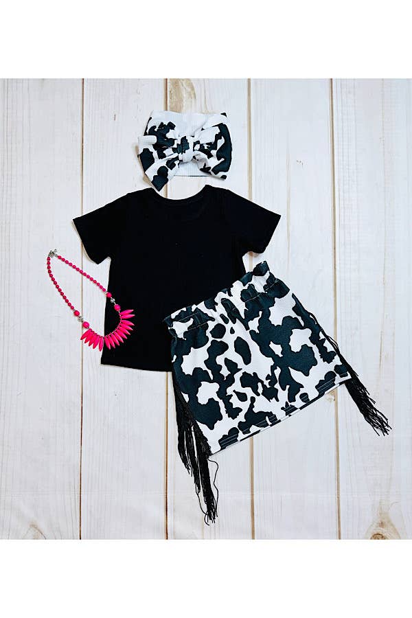 Cow print fringe 4 pc set