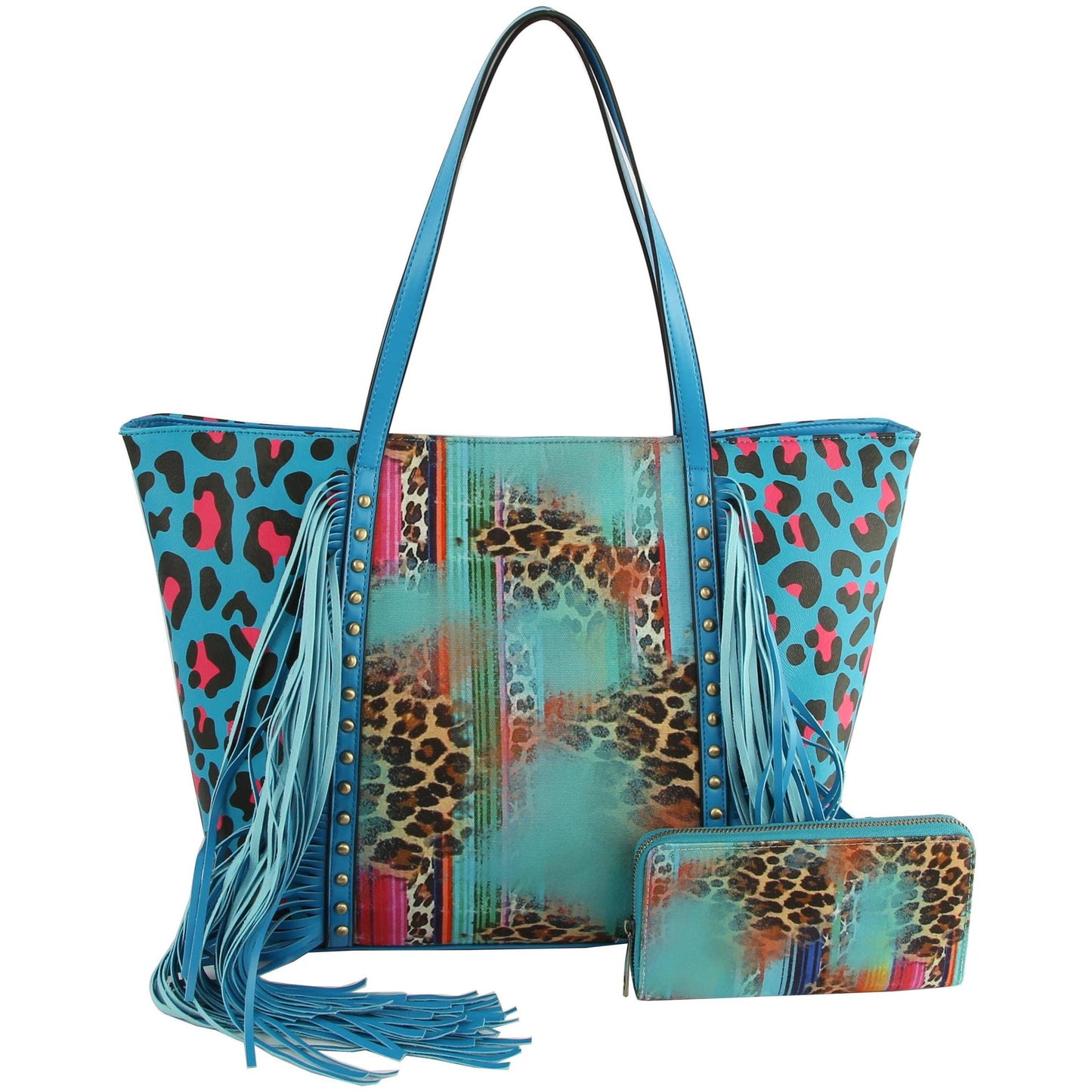 Women Cheetah Printed Flower Tote Hobo Bag