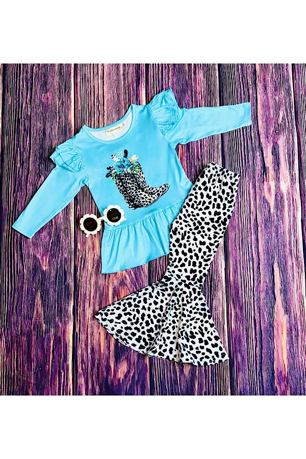 Light blue, boots cheetah 2pc