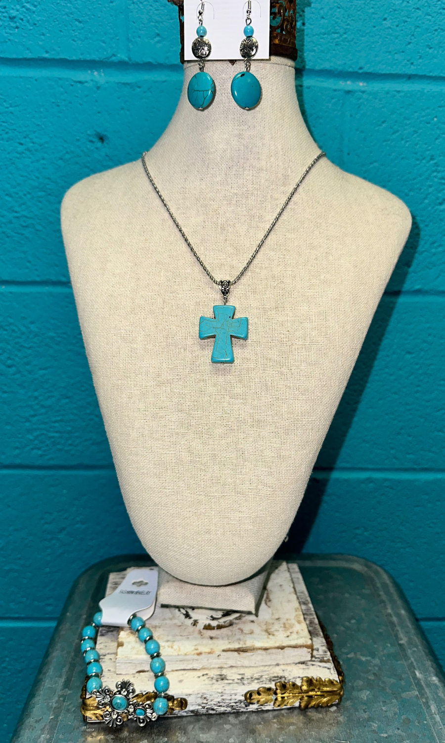 Cross Stone Jewlery Set