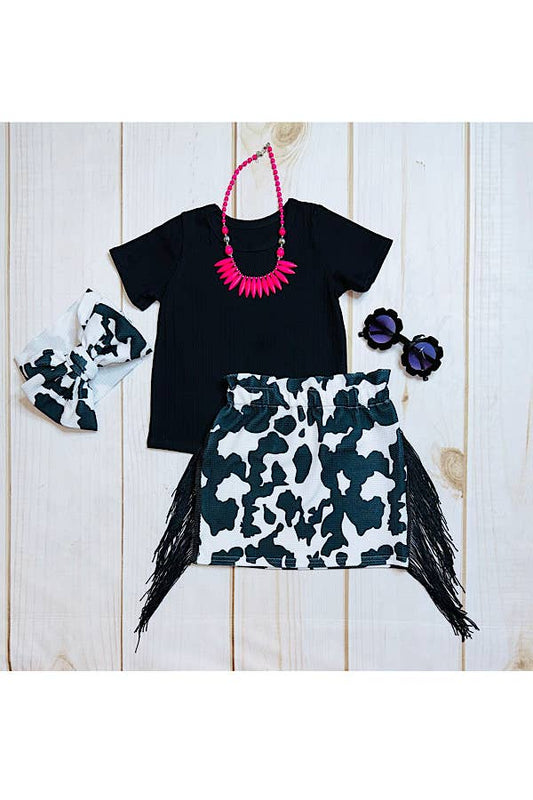 Cow print fringe 4 pc set