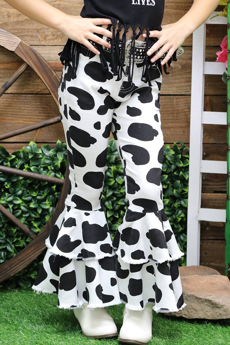 COW SPOTTED DENIM PANTS