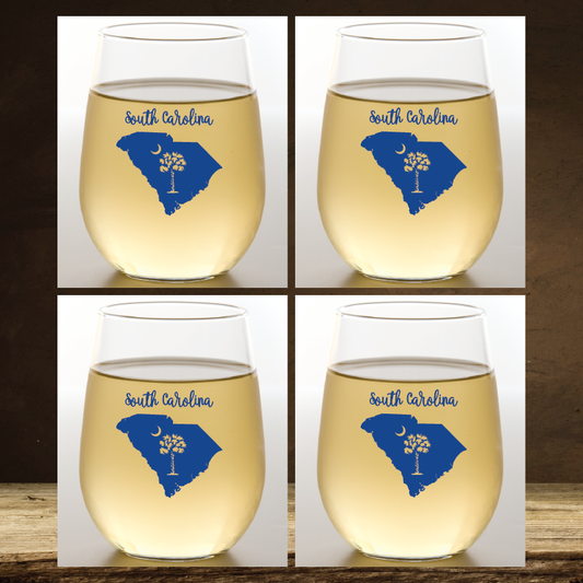 SOUTH CAROLINA Shatterproof Wine Glasses