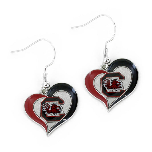 NCAA South Carolina Gamecocks Swirl Heart Earrings