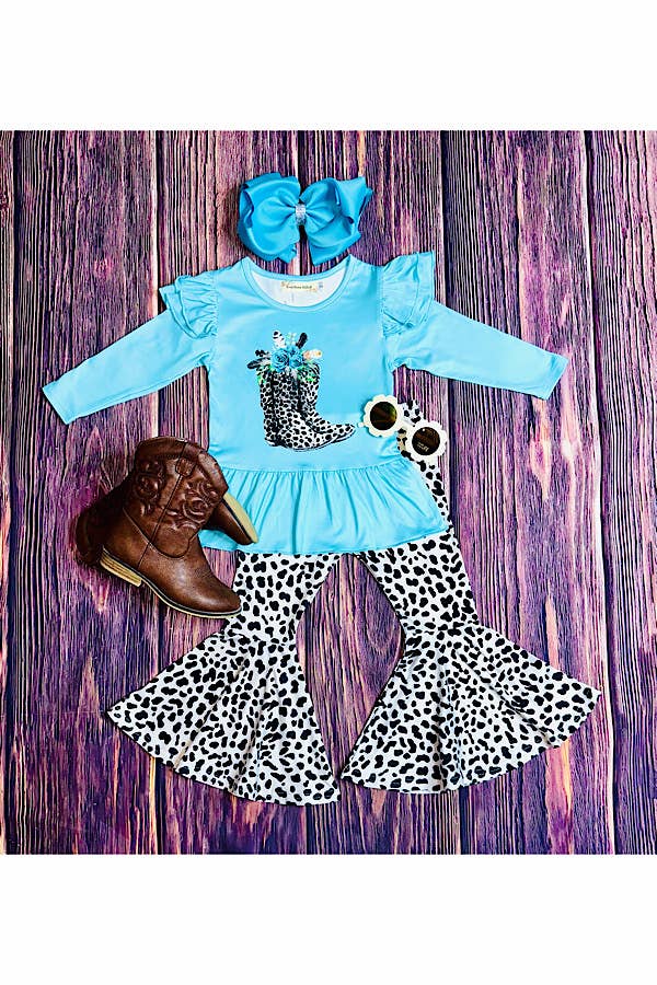 Light blue, boots cheetah 2pc