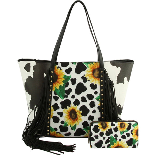 Women Cheetah Printed Flower Tote Hobo Bag