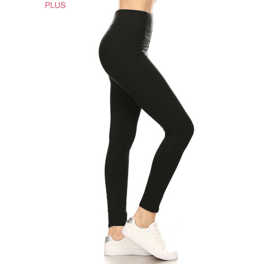 Plus Size 3" Yoga Band Buttery Soft Solid Leggings