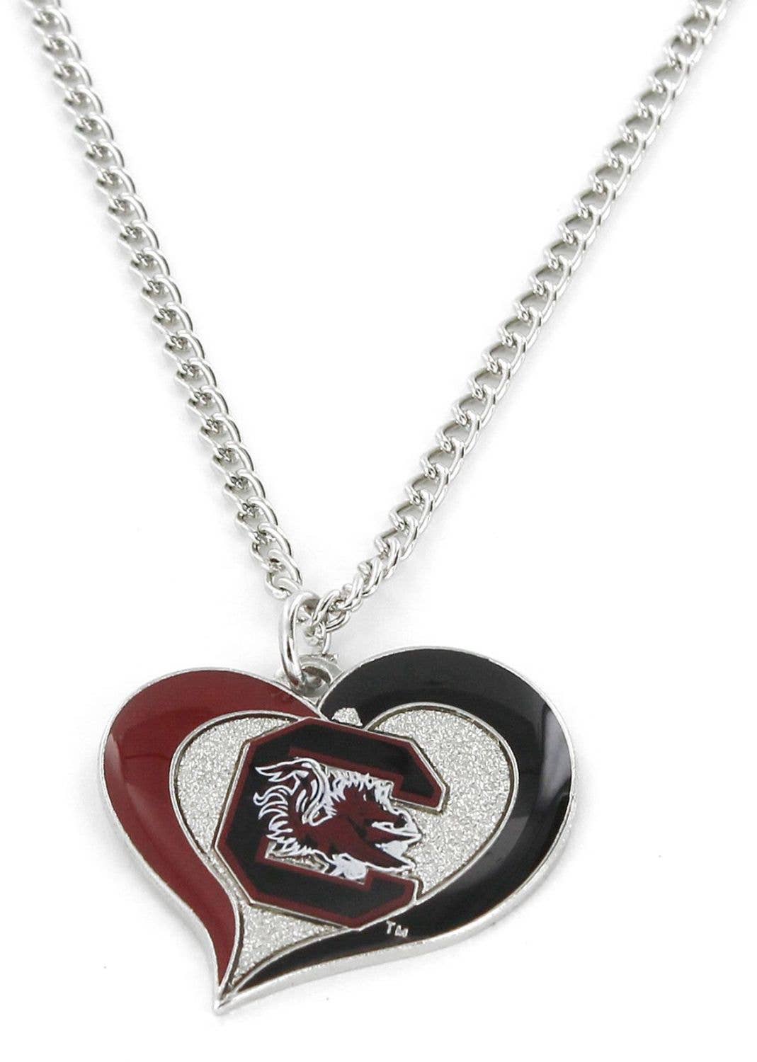 NCAA South Carolina Gamecocks Swirl Heart Necklace